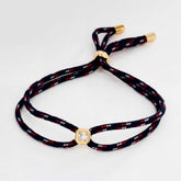 Black Red Square Gold Plated Cubic Zirconia Thread Bracelet For Women