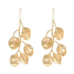 Leaf Flower 18K Gold Plated Anti Tarnish Necklace Earring Set For Women