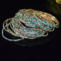 18K Gold Silver Multi Rhinestone Bracelet Bangle Adjustable For Women