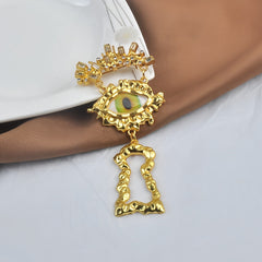 Gold Evil Eye Rhinestone Brooch For Women