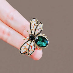 Green Yellow Bee Gold Plated Crystal Brooch For Women