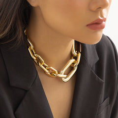 Curb Single Layer Gold Silver Hip Hop Joint Link Chain Necklace For Women