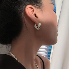 Gold Silver Heart Broken Anti Tarnish Copper Hoop Earrings Women