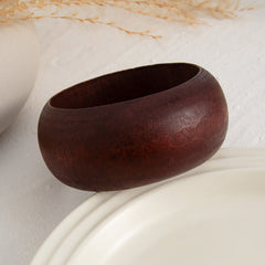 Round Wooden Black Brown Cuff Kada Bracelet For Women