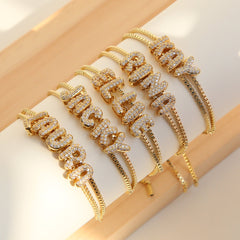 Personalized Gold-Plated Name Bracelet Custom Letter Adjustable Bracelet for Women