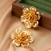Flower Gold Plated Plain Alloy Statement Stud Earrings