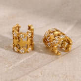 Star 18K Gold CZ Anti Tarnish Stainless Steel Ear Cuff Earrings