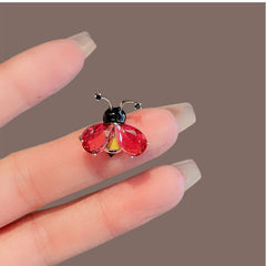 Yellow Red Bee Gold Cubic Zirconia Copper Anti Tarnish Brooch Women