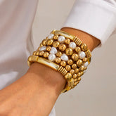 Heart 18K Gold Pearl Multi-Layer Stackable Adjustable Bracelet