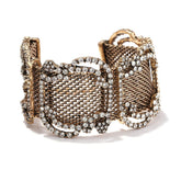 Designer Wide Mesh Link Gold Silver Plated Bracelet For Women