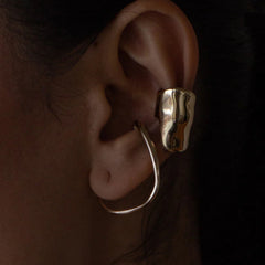Two Tone 18K Gold Silver Stainless Steel Anti Tarnish Ear Cuff Earring For Women