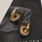 Circle Gold Plated CZ Stainless Steel Anti-Tarnish Hoop Earrings