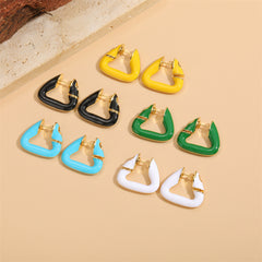 Colorful Geometric Triangle 18K Gold Hoop Earring For Women
