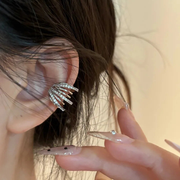 Multi Layer Gold Silver Plated White CZ Copper Single Ear Cuff Earrings