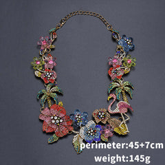 Floral Flower Multi Gemstone Crystal 18K Gold Anti Tarnish Necklace For Women Group1