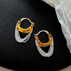 Gold Chunky Multi-Layer Plain Copper Hoop Earrings For Women