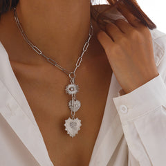 Heart Evil Eye 18K Gold Silver Anti Tarnish Charm Necklace Chain For Women