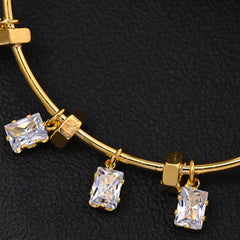 Drop Charm Style Gold Silver Plated CZ Anti Tarnish Copper Cuff & Kada