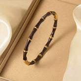Multi Color Bamboo Style Gold Plated Stainless Steel Bracelet For Women