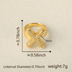 Initial Letter Alphabets Cubic Zirconia 18K Gold Adjustable Ring For Women Group1