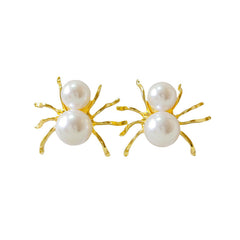 Spider Pearl 18K Gold Anti Tarnish Stud Earring For Women