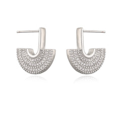 Half Round Cubic Zirconia 18K Gold Silver Anti Tarnish Hoop Earring For Women Group1