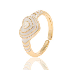 Heart Rainbow Enamel 18K Gold Plated Anti Tarnish Ring For Women