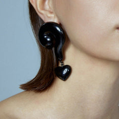 Question Mark Heart Enamel 18K Gold Red Black Anti Tarnish Dangler Drop Earring For Women Group6