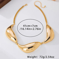 Gold Modern Bean Plain Necklace For Women