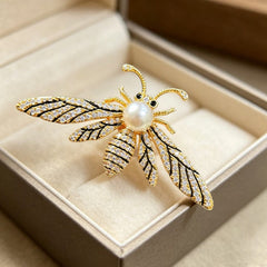 Gold Silver Honey Bee Cubic Zirconia Copper Brooch For Women