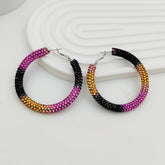Multi Color High-Shine Gradient Crystal Silver Plated CZ Hoop Earrings