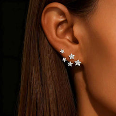 Luxury Gold Silver Celestial Constellation Star CZ Copper Stud Earrings