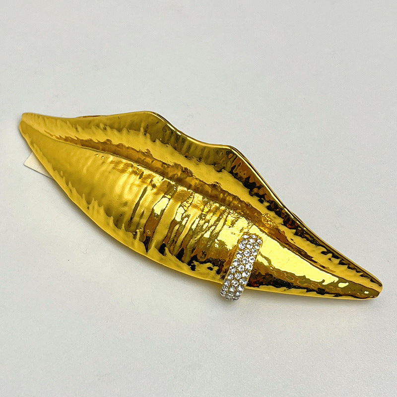 Lips 18K Gold Cubic Zirconia Adjustable Dual Finger Ring Women