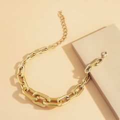 Curb Single Layer Gold Silver Hip Hop Joint Link Chain Necklace For Women