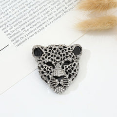 Leopard Face Cubic Zirconia 18K Gold Silver Brooch For Women