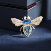 Multi Color Bee Gold Plated Rhinestone Brooch For Women
