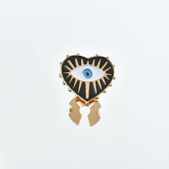 Heart Evil Eye Enamel 18K Gold Anti Tarnish Single Shirt Button Cover For Women