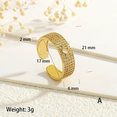 Heart 18K Gold CZ On Surface Anti Tarnish Free Size Ring