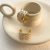 18K Gold Silver Cubic Zirconia Anti Tarnish Hoop Earring For Women