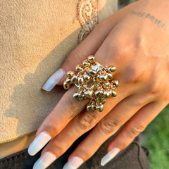 Multicolour 18K Gold Plated Free Size Charm Band Ring For Women