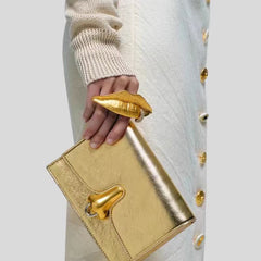 Lips 18K Gold Cubic Zirconia Adjustable Dual Finger Ring Women