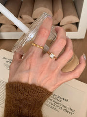 Princess Drop Solitaire Cubic Zirconia 18K Gold Anti Tarnish Free Size Ring Pack Of 2 For Women