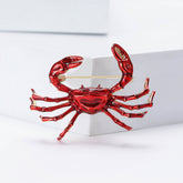 Red Crab Gold Plated Enamel Brooch For Women