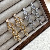 Drop Solitaire 18K Gold Silver Cubic Zirconia Anti Tarnish Dangler Earring For Women