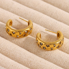 Moon Star Heart 18K Gold CZ Hoop Stainless Steel Earring