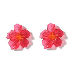 Acrylic Transparent Flower Orange Dangler Stud Earring For Women