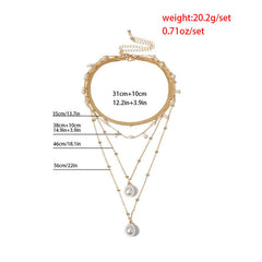 Drop White 18K Gold Anti Tarnish Pearl Layer Link Chain Anti Tarnish Necklace For Women Group1
