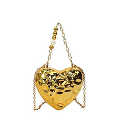 Beaten Finish Acrylic Heart Gold Silver Transparent Mini Bag Hand Bag Solder For Womenbang