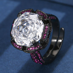 Geometric shape Black Maroon Red Anti Tarnish Pendant Ring Set For Women