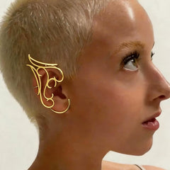 Gold Minimalist Calligraphy Plain Ear Cuff Earrings For Women